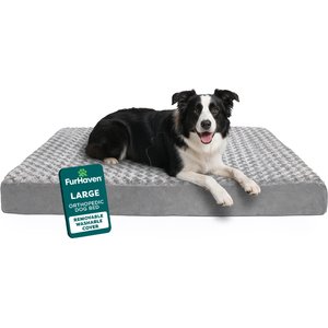 FurHaven NAP Ultra Plush Orthopedic Deluxe Cat & Dog Bed with Removable Cover, Gray, Large