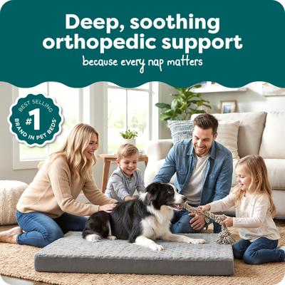 Show full view: FurHaven NAP Ultra Plush Orthopedic Deluxe Cat & Dog Bed with Removable Cover, Gray, Large slide 2 of 12