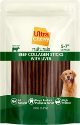 Ultra Chewy Naturals Collagen Sticks 5 to 7-in Beef Chew Dog Treats, 12 count