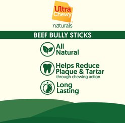 Ultra Chewy Naturals 12-in Beef Bully Stick Dog Treats, 2.5-oz pouch, 10 count slide 2 of 5