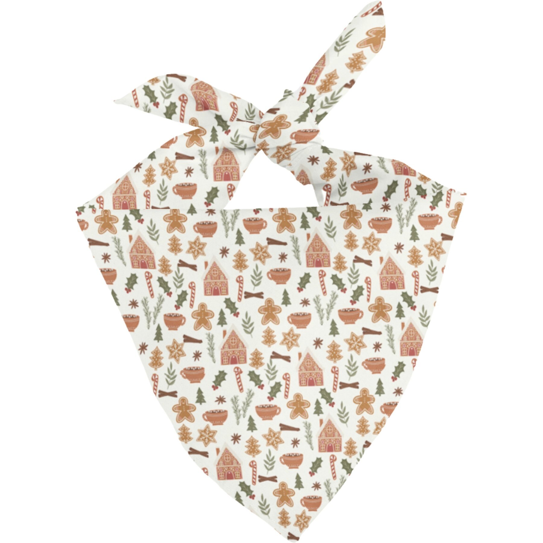 Dog Bandana Co. Gingerbread Tie On Dog Bandana, White, Large