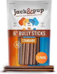 Jack & Pup Odor-Free Standard Beef Bully Sticks 6-in Dog Chew, 5 count