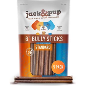 Jack & Pup Odor-Free Standard Beef Bully Sticks 6-in Dog Chew, 5 count