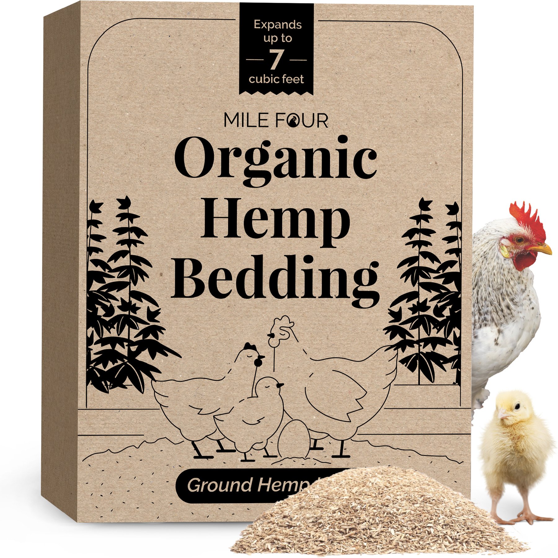 Mile Four Organic Coop & Nesting Box Hemp Chicken Bedding, 40-lb bag