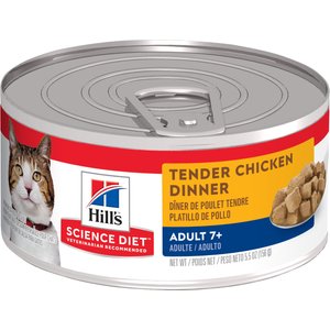 Hill's Science Diet Senior Adult 7+ Tender Chicken Dinner Wet Cat Food, 5.5-oz can, case of 24