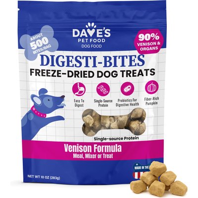 Dave's Pet Food Dave's Pet Food Digesti-Bites Venison & Organ Meat High Protein Adult Freeze-Dried Dog Treats, 10-oz bag