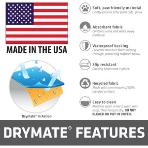 Drymate Jumbo Ridged Cat Litter Trapping Mat, Grey, 36-in x 47-in