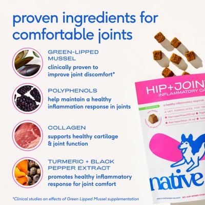 Show full view: Native Pet Hip & Joint Inflammatory Care Chews for Dogs, 60 count slide 6 of 11