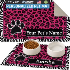 Drymate Leopard Zebra Personalized Dog & Cat Placemat, Pink