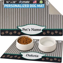 Drymate Green Tan Paw Personalized Dog & Cat Placemat, Large