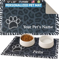 Drymate Leopard Zebra Personalized Dog & Cat Placemat, Black