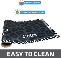 Drymate Leopard Zebra Personalized Dog & Cat Placemat, Black slide 2 of 4