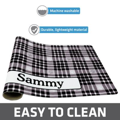 Show full view: Drymate Black Paw Plaid Personalized Dog & Cat Placemat, Small slide 3 of 4