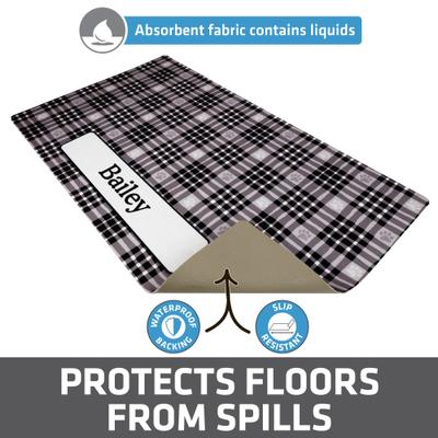 Show full view: Drymate Black Paw Plaid Personalized Dog & Cat Placemat, Large slide 3 of 5