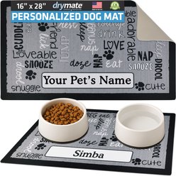 Drymate Linen Personalized Dog & Cat Placemat, Black, Large