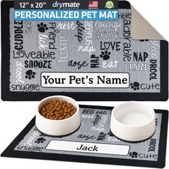 Drymate Linen Personalized Dog & Cat Placemat, Black, Small