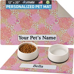 Drymate Rejuvenation Pink Flowers Personalized Dog & Cat Placemat