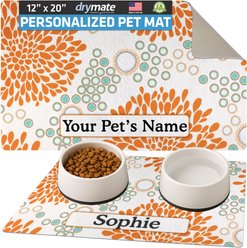 Drymate Rejuvenation Personalized Dog & Cat Placemat, Orange & Turquoise
