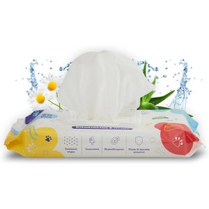 PetsWorld Thick Hypoallergenic Dog Wipes, Unscented, 50 count