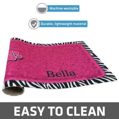 Show full view: Drymate Zebra Paws Personalized Dog & Cat Placemat, Pink slide 4 of 6