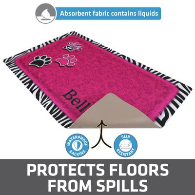 Show full view: Drymate Zebra Paws Personalized Dog & Cat Placemat, Pink slide 3 of 6