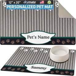 Drymate Green Tan Paw Personalized Dog & Cat Placemat, Small