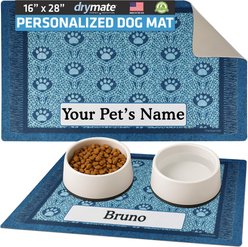 Drymate Paw Braid Personalized Dog & Cat Placemat, Blue, Large