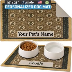 Drymate Paw Braid Personalized Dog & Cat Placemat, Brown, Large