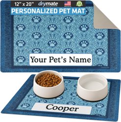 Drymate Paw Braid Personalized Dog & Cat Placemat, Blue, Small