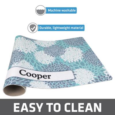 Show full view: Drymate Indian Summer Personalized Dog & Cat Placemat, Turquoise & White slide 3 of 7