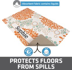 Drymate Rejuvenation Personalized Dog & Cat Placemat, Orange & Turquoise slide 2 of 6