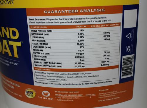 Show full view: Grand Meadows Grand Coat Nutritional Powder Horse Supplement, 5-lb tub slide 2 of 7