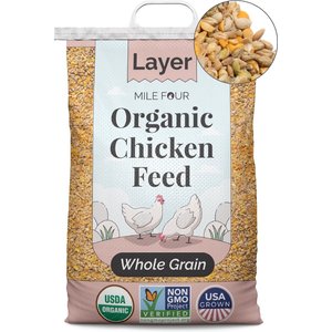 Mile Four Organic 16% Protein Whole Grain Layer Chicken & Duck Feed, 23-lb bag