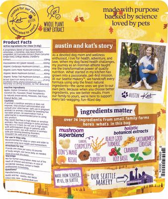 Show full view: Austin and Kat Brady's All-in-1 Senior Support 14mg Broad Spectrum Hemp Chews Supplement for Dogs, 30 count slide 3 of 6