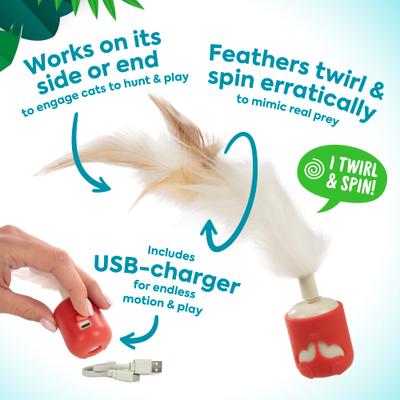 Show full view: SmartyKat Instincts Sneaky Spinner USB Rechargeable Teaser Electronic Motion Cat Toy slide 2 of 9