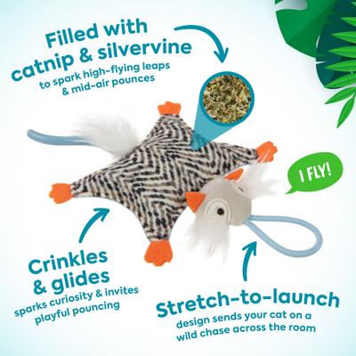 Show full view: SmartyKat Instincts Soarin' Squirrel HappyNip Silvervine & Catnip Crinkle Plush Launch & Chase Cat Toy slide 2 of 9
