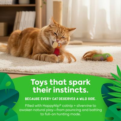 Show full view: SmartyKat Instincts Love Mates Feathery Plush HappyNip Silvervine & Catnip Bird Cat Toys, 2-pack slide 6 of 8