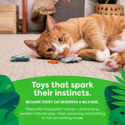 Show full view: SmartyKat Instincts Tricky Tea HappyNip Silvervine & Catnip Filled Toss & Bat Cat Toys, 3-pack slide 5 of 8