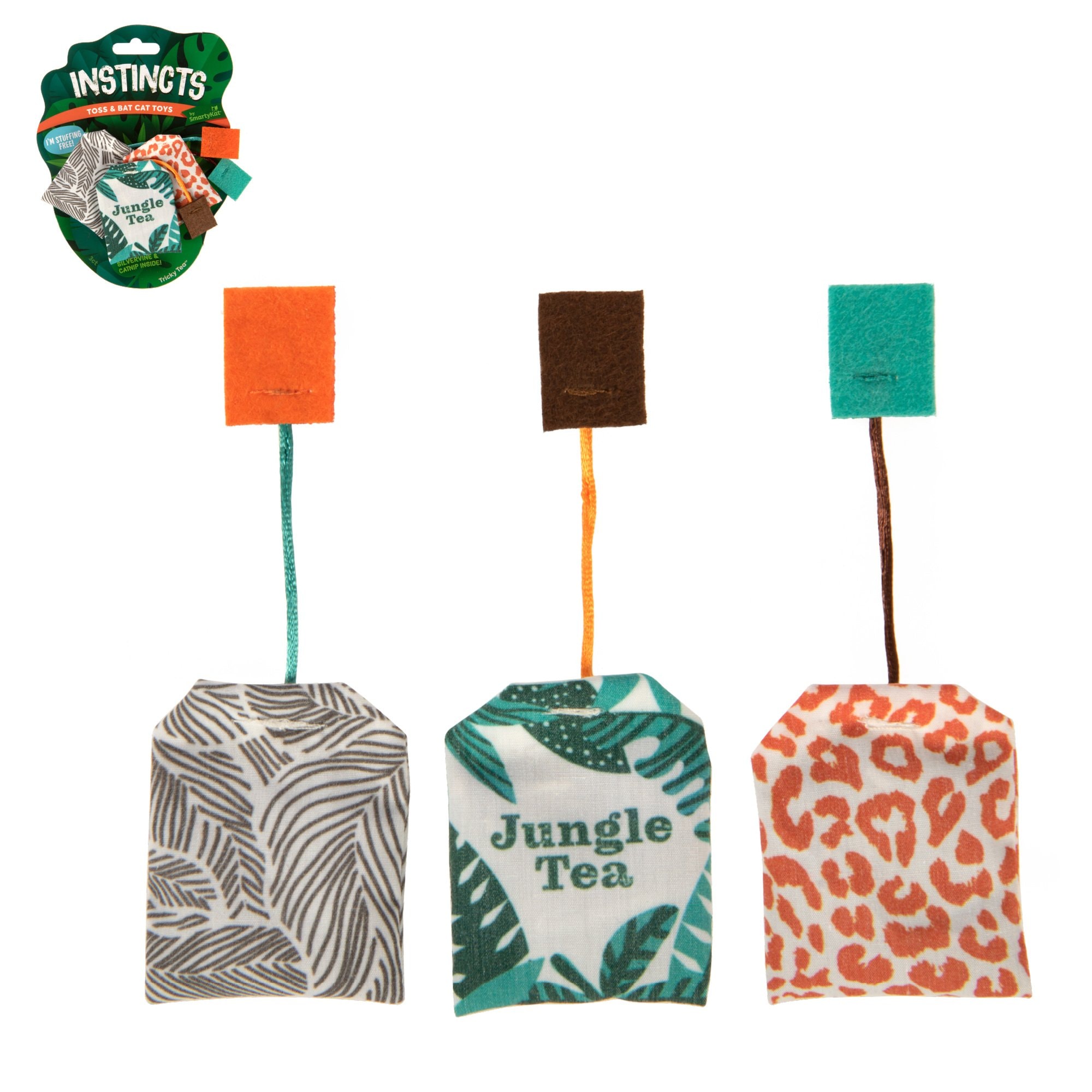 Smartykat Instincts Tricky Tea Happynip Silvervine & Catnip Filled Toss & Bat Cat Toys, 3-pack