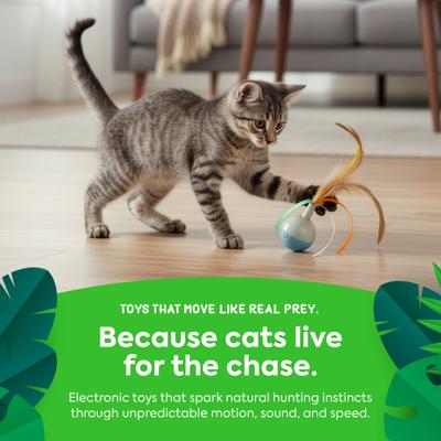 Show full view: SmartyKat Instincts Rowdy Ribbons Electronic Motion Spinning Ball Cat Toy slide 5 of 8