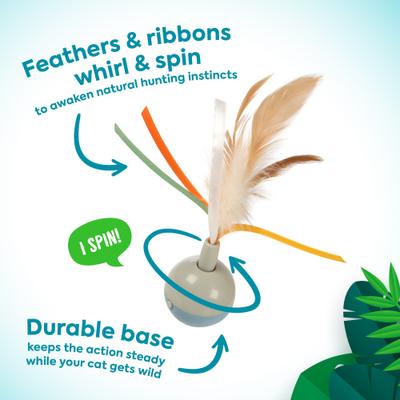 Show full view: SmartyKat Instincts Rowdy Ribbons Electronic Motion Spinning Ball Cat Toy slide 2 of 8