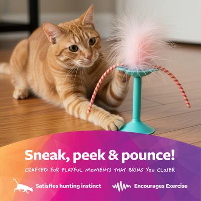 Show full view: SmartyKat Window Wobbler 2 in 1 Suction Cup Window & Floor Cat Toy, Turquoise, Medium slide 5 of 8