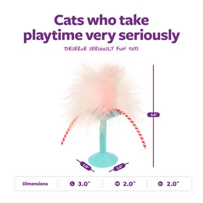 Show full view: SmartyKat Window Wobbler 2 in 1 Suction Cup Window & Floor Cat Toy, Turquoise, Medium slide 3 of 8