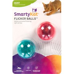 SmartyKat Flicker Balls Electronic Light Ball Cat Toy, Multicolor, Small, 2 count