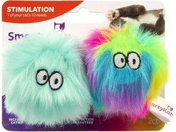 SmartyKat Fuzzy Friends Plush Ball Cat Toys, 2 count