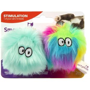 SmartyKat Fuzzy Friends Plush Ball Cat Toys, 2 count