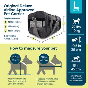 Sherpa Original Deluxe Airline-Approved Dog & Cat Carrier Bag, Charcoal, Large