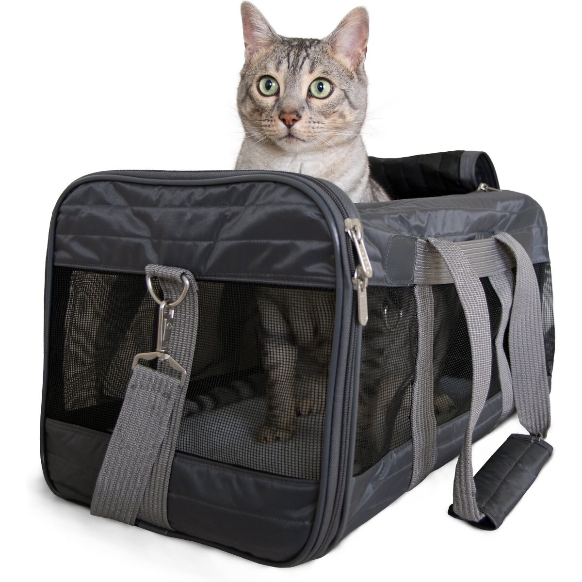 Original Deluxe Airline-Approved Dog & Cat Carrier Bag, Charcoal, Large, Sherpa