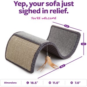 SmartyKat Scratch Scroll Sisal & Carpet Curled Cat Scratcher with Feather Toy, Color Varies