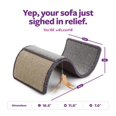 Show full view: SmartyKat Scratch Scroll Sisal & Carpet Curled Cat Scratcher with Feather Toy, Color Varies slide 3 of 9